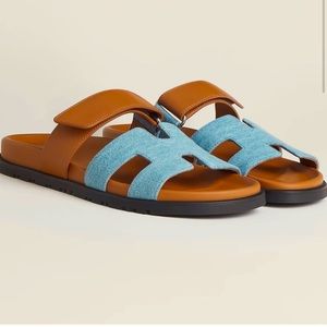 Denim & Gold Hermes Chypre Sandals